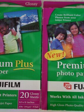 FUJIFILM Premium Plus Photo Paper 8.5x11 Inches 2 Sets of 20 Glossy Sheets Each